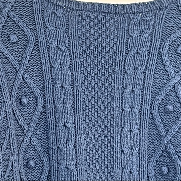 Talbots Blue Silk Blend Cable Knit Pullover Sweater - Picture 6 of 11